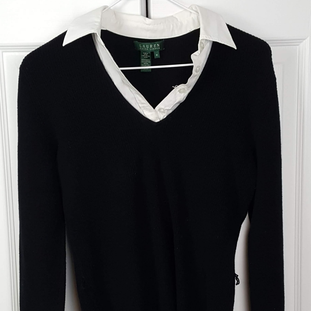 Ralph Lauren black and white sweater shirt combo M